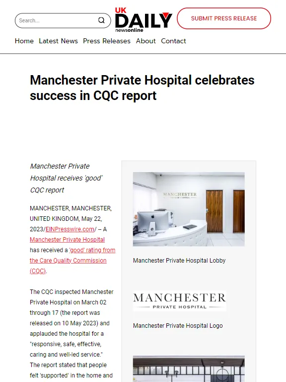 manchester private hospital uk daily news online article